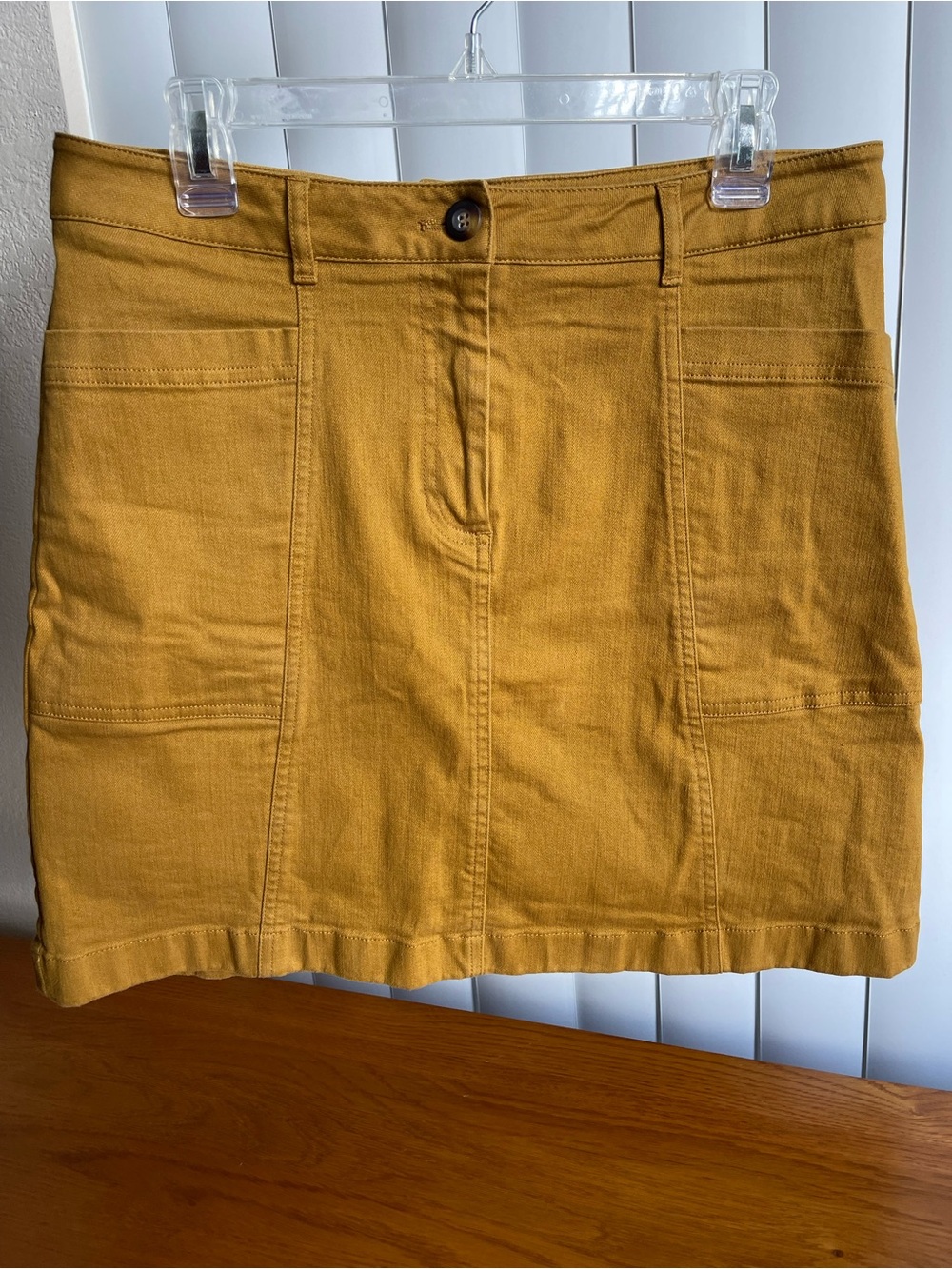 Boden Denim Mini Skirt Mustard Yellow Size 10
